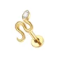 Piercing Labret Serpent Sinueux à Tête Zircon Marquise (variante doré anodisé 8 mm).