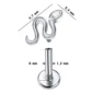 Piercing Labret Titane ASTM-F136 à Serpent Sinueux Tête Zircon Marquise (dimensions).