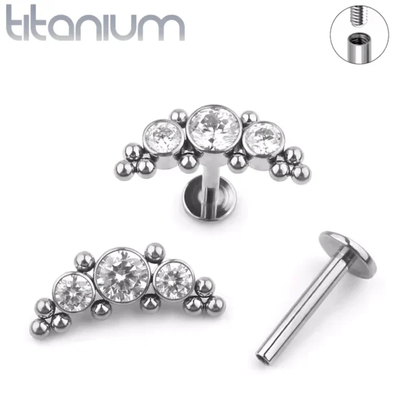 Piercing Labret Titane Harmonie de Zircons & Billes.