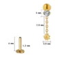 Piercing Labret Titane Zircon Boule Pendante à Pointes (variante 6 mm anodisé doré).