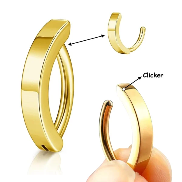Piercing Nombril Anneau Clicker en Titane Doré (mécanisme à charnière) Piercing Nombril Anneau Clicker en Titane Doré (mécanisme à charnière).