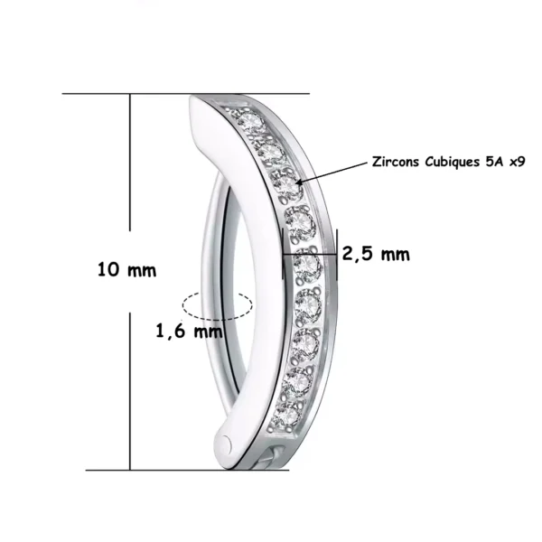 Piercing Nombril Clicker Titane à Barrette Sertie Zircons (variante 10 mm teinte brute) Piercing Nombril Clicker Titane à Barrette Sertie Zircons (variante 10 mm teinte brute).