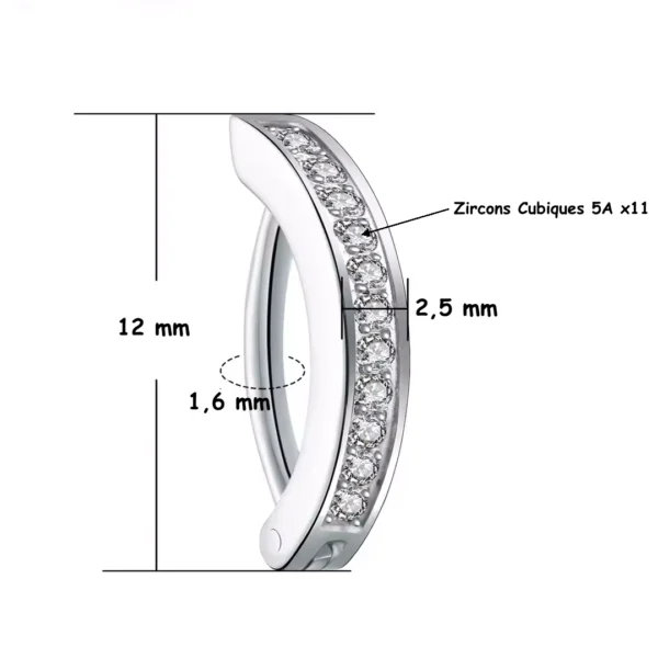 Piercing Nombril Clicker Titane à Barrette Sertie Zircons (variante 12 mm teinte brute) Piercing Nombril Clicker Titane à Barrette Sertie Zircons (variante 12 mm teinte brute).