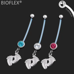 Piercing Nombril Grossesse Pieds de Bébé & Zircon Lumineux.