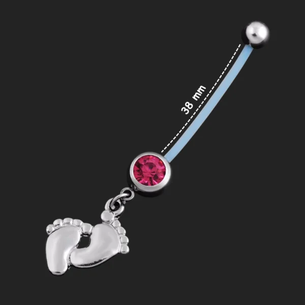 Piercing Nombril Grossesse Pieds de Bébé & Zircon Rose (fille) Piercing Nombril Grossesse Pieds de Bébé & Zircon Rose (fille).