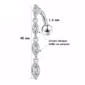 Piercing Nombril Inversé Titane Cascade de Zircons Marquise (dimensions).