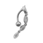 Piercing Nombril Inversé en Titane ASTM-F136 à Pendentif Cascade de Zircons Marquise.