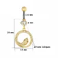 Piercing Nombril Serpent Doré en Cercle et Zircons Rouges (dimensions).