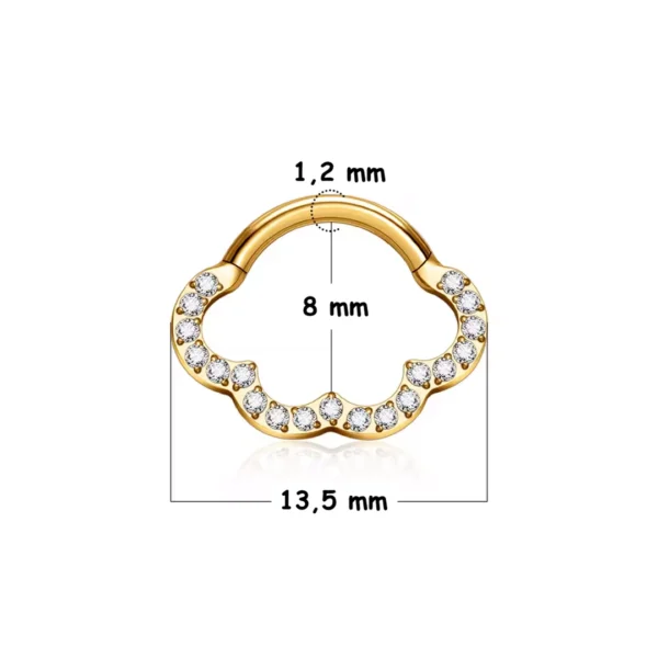 Piercing Nuage Étincelant en Titane ASTM-F136 à Charnière (variante 8 mm anodisé doré) Piercing Nuage Étincelant en Titane ASTM-F136 à Charnière (variante 8 mm anodisé doré).