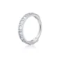 Anneau Clicker en Titane Serti de Zirconiums - 8 à 12 mm (variante gris argenté poli).