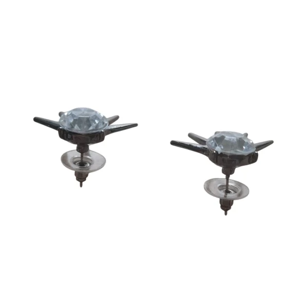 Boucles d'Oreilles Punk à Pointes Noires & Zircon à Facettes - Fermoir Bouchon Caoutchouc Boucles d'Oreilles Punk à Pointes Noires & Zircon à Facettes - Fermoir Bouchon Caoutchouc.