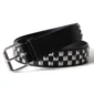 Ceinture Noire Similicuir à Rivets Pyramide Motif Damier.