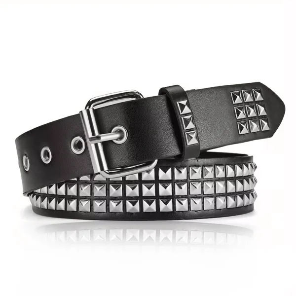 Ceinture Similicuir Noir à Rivets Pyramide.