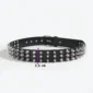 Ceinture Similicuir Noir avec 3 Rangées de Pointes Métalliques Facettées.