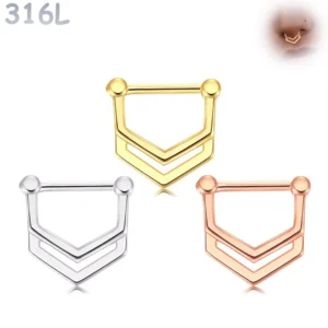 Clicker Septum Double Arrow en Acier 316L - 1,2 mm.