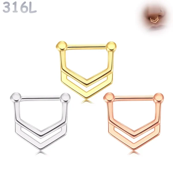 Clicker Septum Double Arrow en Acier 316L - 1,2 mm.