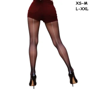 Collant Nylon Voile 30D à Ligne de Strass Arrière.