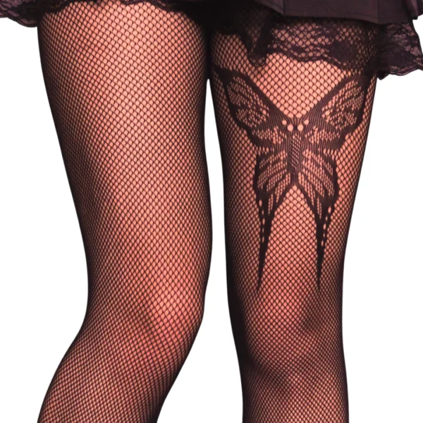 Collants Goth en Résille Noirs à Motif Papillon Collants Goth en Résille Noirs à Motif Papillon.