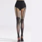 Collants Noirs Résille Effet Porte-Jarretelles - Nylon & Élasthanne