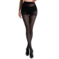 Collants Noirs Semi-Opaques en Nylon et Élasthanne à Motif Damier Ajouré.