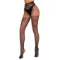 Collants Résille Jacquard à Maille Mixte et Dentelle Noire.