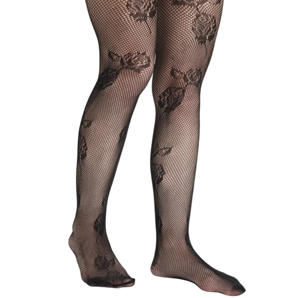 Collants Résille à Motif de Roses Noires - Zone Orteils Renforcée Collants Résille à Motif de Roses Noires - Zone Orteils Renforcée.
