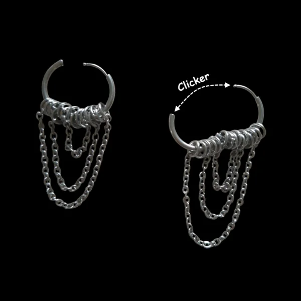 Créoles Huggie 16 mm à Triple Chaîne & Anneaux Mobiles - Fermoir Charnière Créoles Huggie 16 mm à Triple Chaîne & Anneaux Mobiles - Fermoir Charnière.