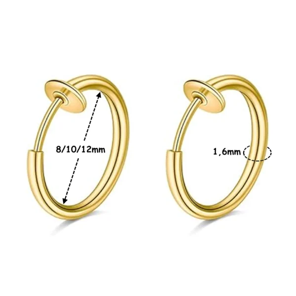 Faux Piercing Anneau 1,6 mm Oreille ou Nez (sans perçage) (variante doré PVD) Faux Piercing Anneau 1,6 mm Oreille ou Nez (sans perçage) (variante doré PVD).