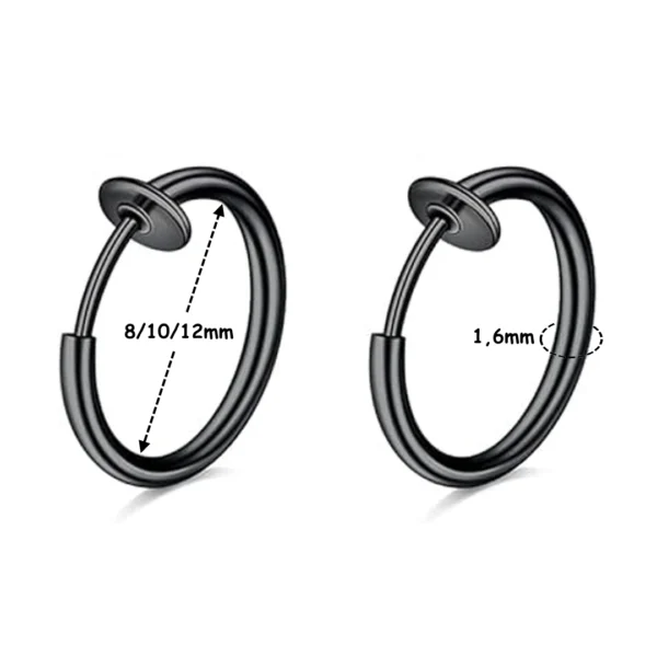 Faux Piercing Anneau 1,6 mm Oreille ou Nez (sans perçage) (variante noir PVD) Faux Piercing Anneau 1,6 mm Oreille ou Nez (sans perçage) (variante noir PVD).