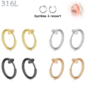 Faux Piercing Anneau Oreille Sans Perçage Épaisseur 1,6 mm.