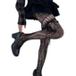 Femme en Collants Ajourés Effet Porte-Jarretelles de Couleur Noir