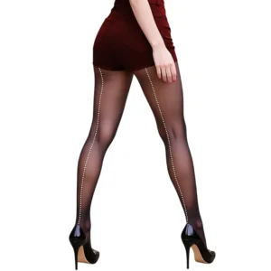 Femme en Collants Nylon Voile 30D à Ligne de Strass Arrière.