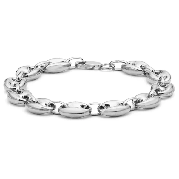 Gourmette à Maillons Grain de Café 8 mm en Acier 316L Gourmette à Maillons Grain de Café 8 mm en Acier 316L.