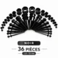 Kit Stretching Oreille Acier 316L Noir PVD Tapers & Tunnels 1,6-10mm.