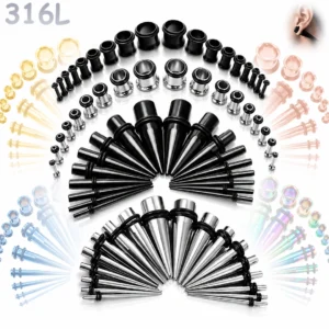 Kit Stretching Oreille Acier 316L Tapers & Tunnels 1,6-10mm.