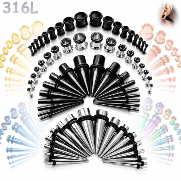 Kit Stretching Oreille Acier 316L Tapers & Tunnels 1,6-10mm.