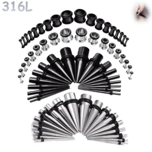 Kit Stretching Oreille Acier 316L Tapers & Tunnels 1,6-10mm.