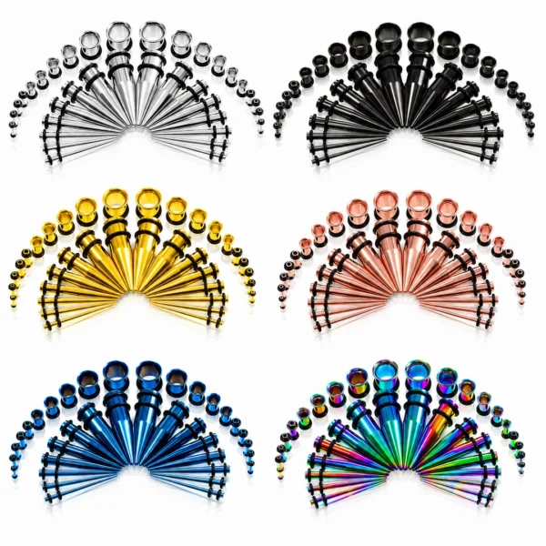 Kit Stretching Oreille Acier 316L Tapers & Tunnels 1,6-10mm 6 Couleurs Kit Stretching Oreille Acier 316L Tapers & Tunnels 1,6-10mm 6 Couleurs.