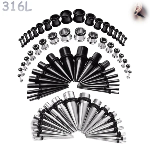 Kit Stretching Oreille Acier 316L Tapers & Tunnels 1,6-10mm.