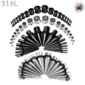 Kit Stretching Oreille Acier 316L Tapers & Tunnels 1,6-10mm.