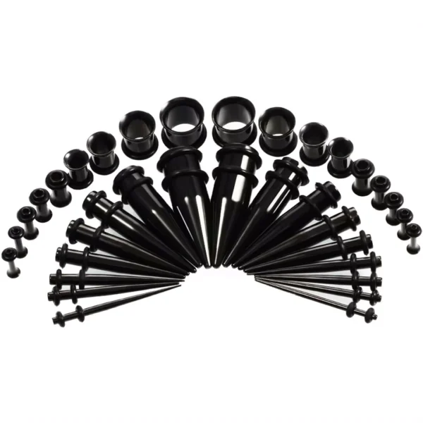 Kit Stretching Oreille Acier 316L Tapers & Tunnels 1,6-10mm (variante noir PVD) Kit Stretching Oreille Acier 316L Tapers & Tunnels 1,6-10mm (variante noir PVD).