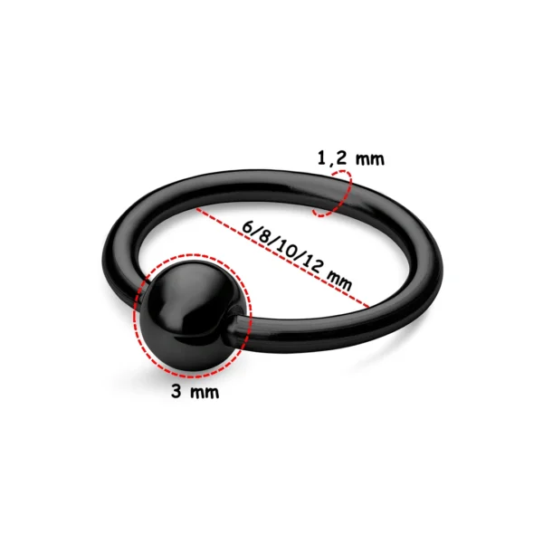 Piercing Anneau CBR en Titane - Diamètre 6 à 12 mm (variante anodisé noir) Piercing Anneau CBR en Titane - Diamètre 6 à 12 mm (variante anodisé noir).