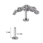 Piercing Arc de Roses Sculptées à Tige Labret Titane (variante 6 mm).