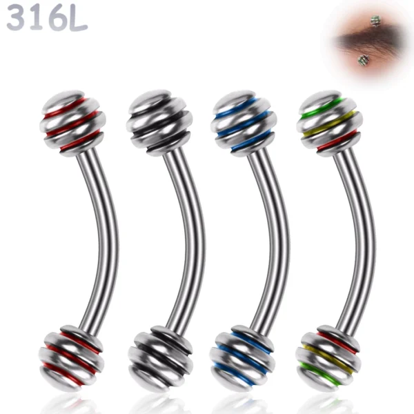 Piercing Arcade Banane 12 mm avec Boules à Striures Piercing Arcade Banane 12 mm avec Boules à Striures.