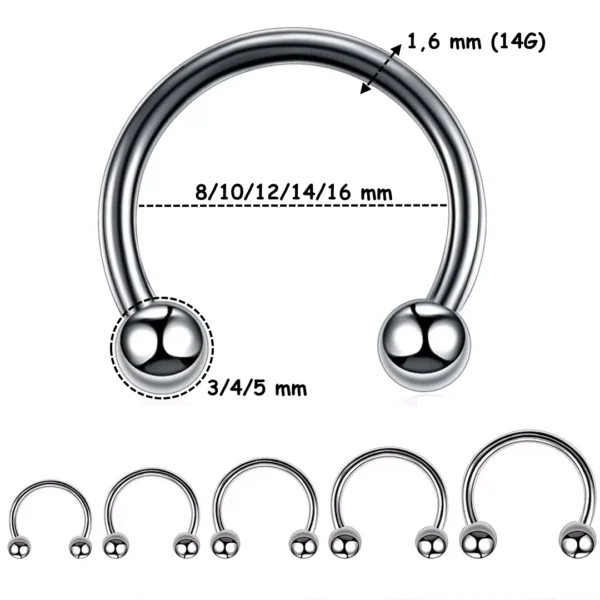 Piercing Fer à Cheval Titane à Filetage Interne 14G 8-16 mm (variantes et dimensions) Piercing Fer à Cheval Titane à Filetage Interne 14G 8-16 mm (variantes et dimensions).