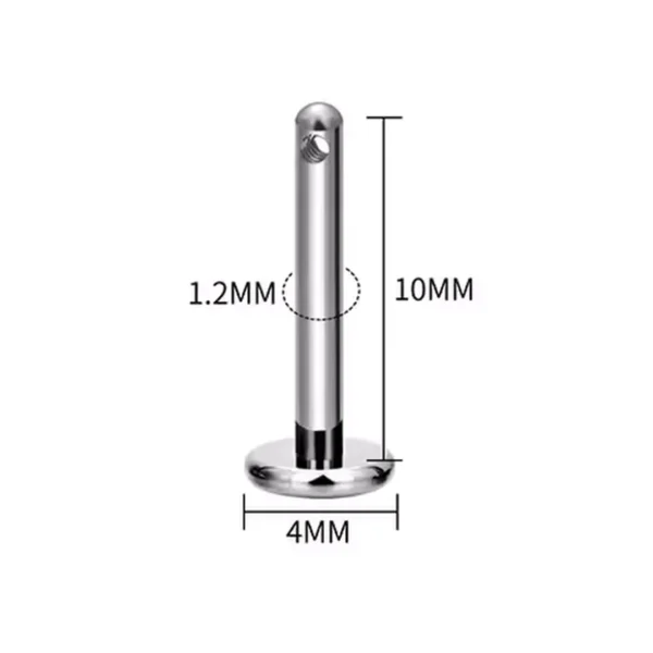 Piercing Labret Titane à Filetage Interne Latéral (variante 10 mm) Piercing Labret Titane à Filetage Interne Latéral (variante 10 mm).