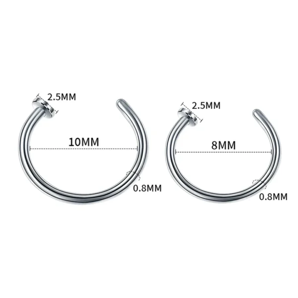 Piercing Narine Anneau Fin 0,8 mm Acier Chirurgical 316L (dimensions) Piercing Narine Anneau Fin 0,8 mm Acier Chirurgical 316L (dimensions).