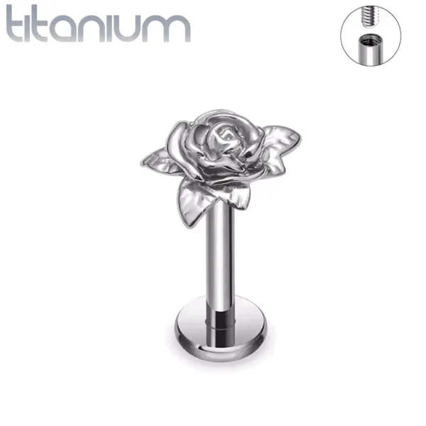 Piercing Rose Antique à Tige Labret Titane 6-8 mm Piercing Rose Antique à Tige Labret Titane 6-8 mm.
