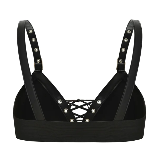 Soutien-Gorge Gothique Noir Laçage Similicuir & Bande Élastique Soutien-Gorge Gothique Noir Laçage Similicuir & Bande Élastique.