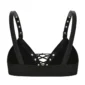 Soutien-Gorge Gothique Noir Laçage Similicuir & Bande Élastique.